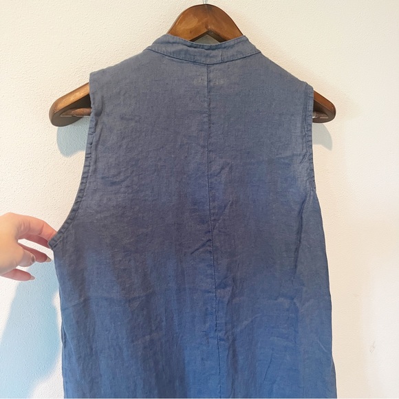 ALESSIA PACINI Made in Italy Medium Dress Ruffled pleated V-Neck Linen Dress - Picture 5 of 7